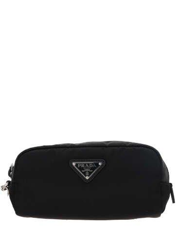 Prada Re Nylon Triangle Logo Zip Up Pouch in Black Lyst UK