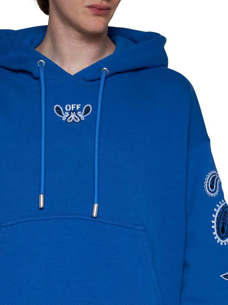 Off-White logo-embroidered hoodie - Blue