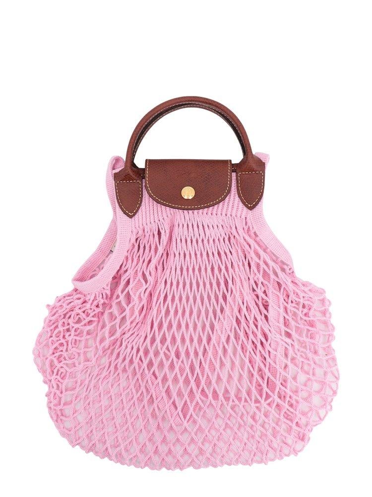 Longchamp Extra Small Le Pliage Filet Knit Crossbody Bag in Pink