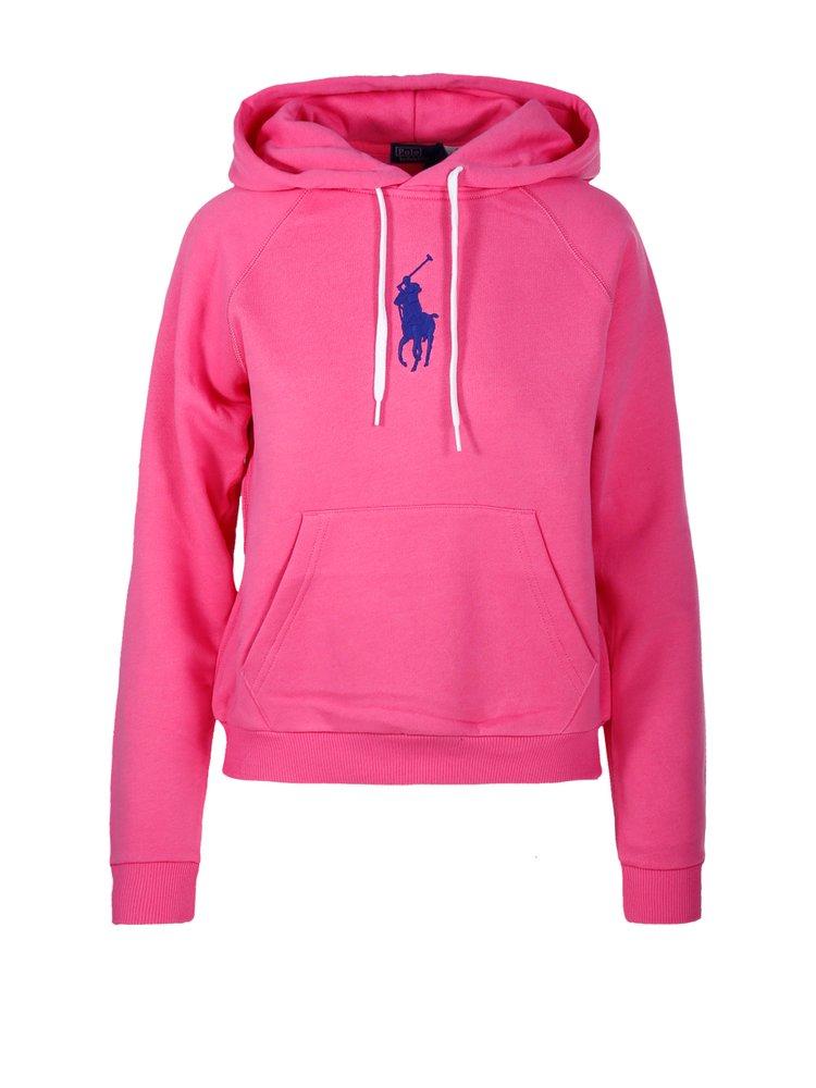 Polo Ralph Lauren Pony Embroidered Drawstring Jersey Hoodie in Pink Lyst UK