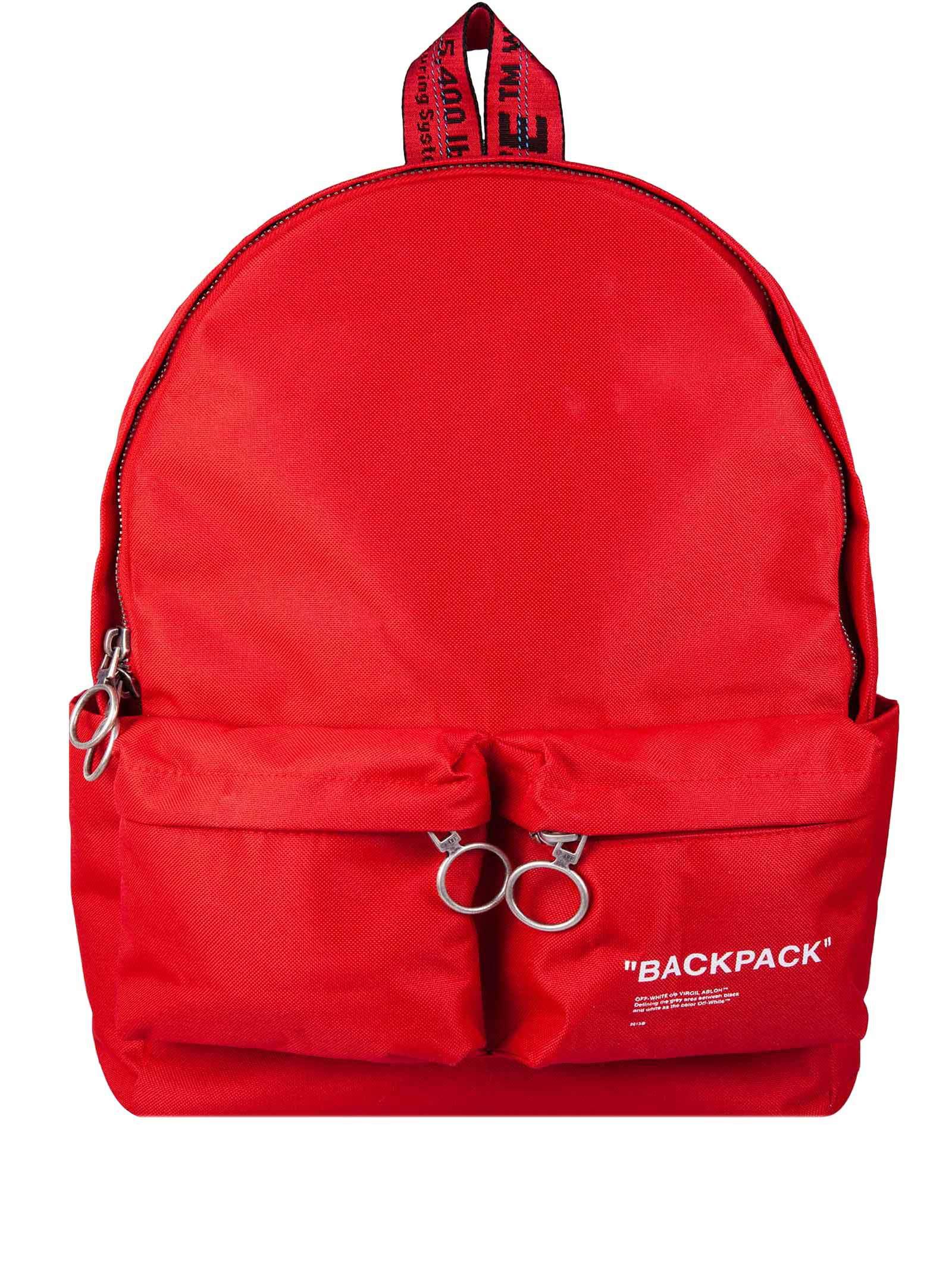 Off-White c/o Virgil Abloh Leather Quote Backpack in Red - Lyst