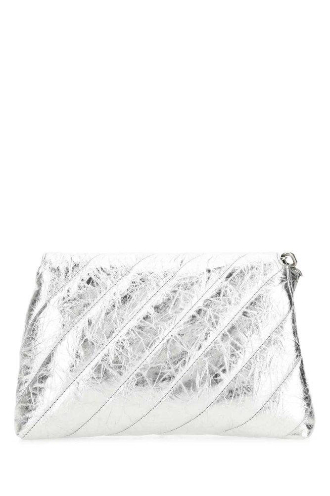 Balenciaga Crush Pochette Medium Clutch Bag in White | Lyst