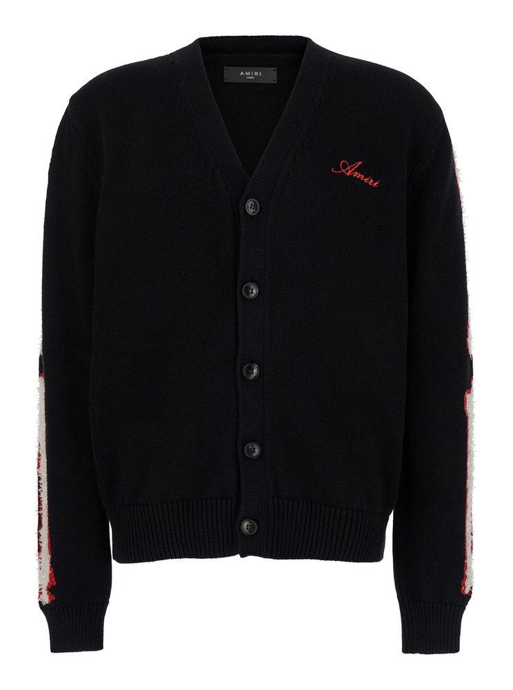 Amiri Cardigan With Bones Motif And Logo in Black for Men Lyst