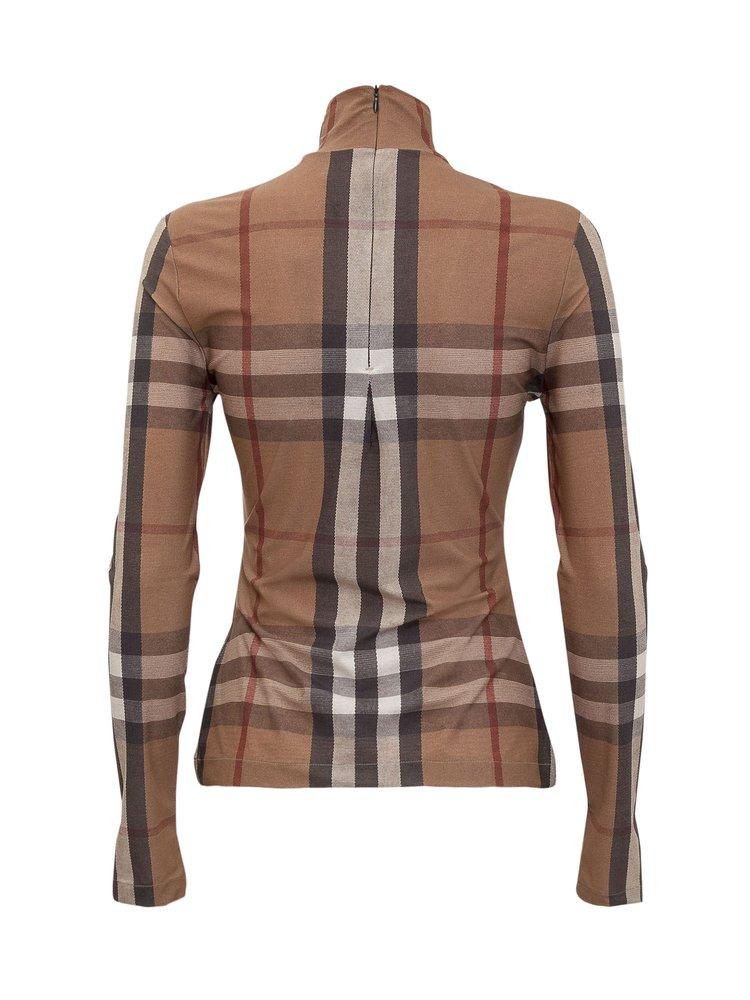 Burberry Check-printed Slim Fit Knitted Top in Brown | Lyst
