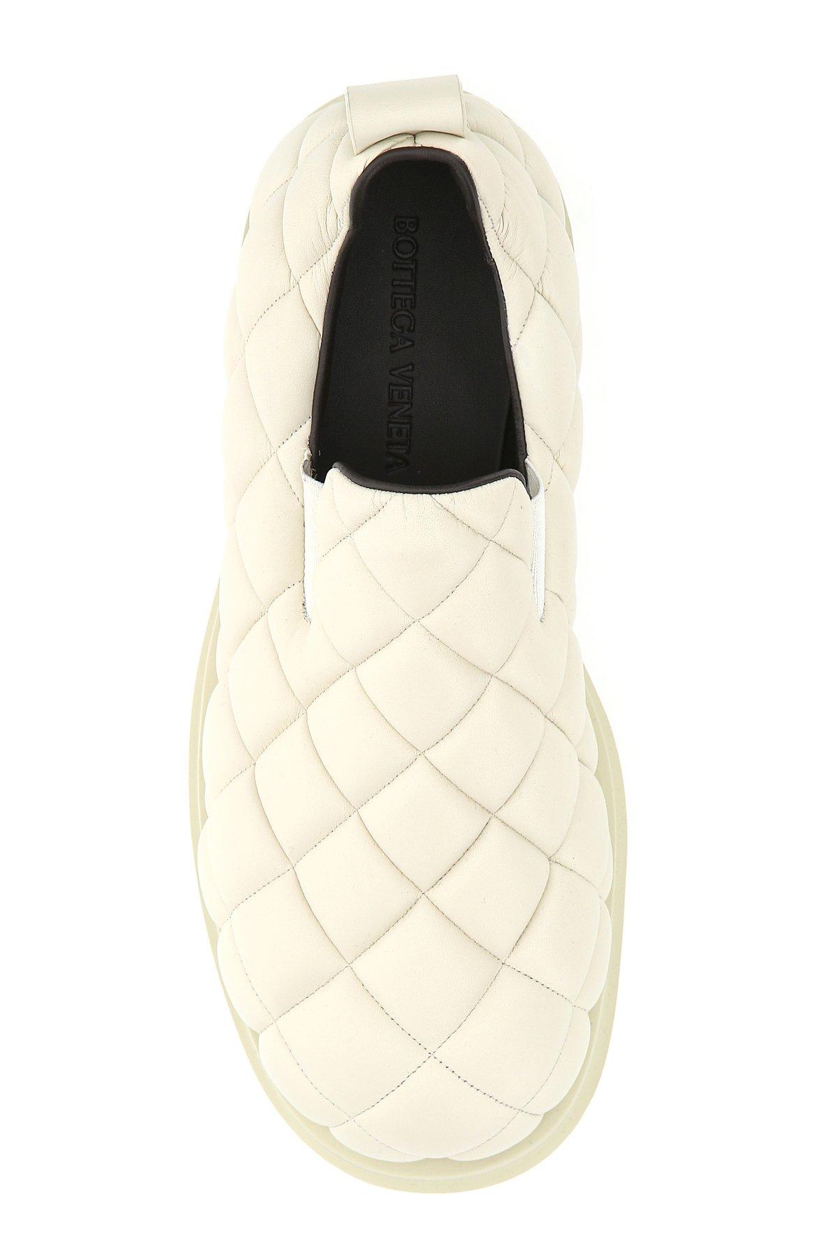 Bottega Veneta Leather Quilted Slip On Shoes in White for Men - Lyst