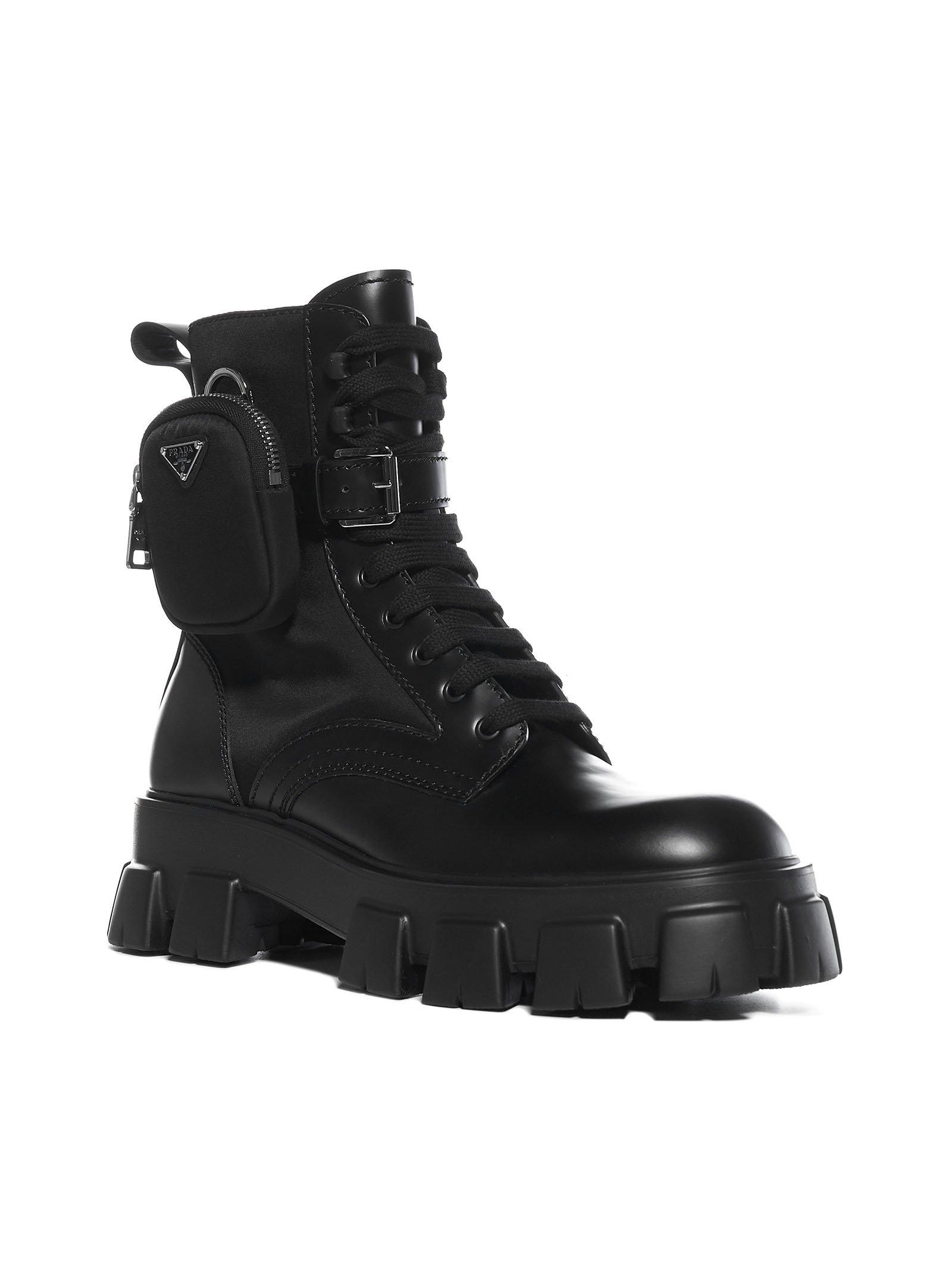 Prada strapped pouch combat boots Outlet