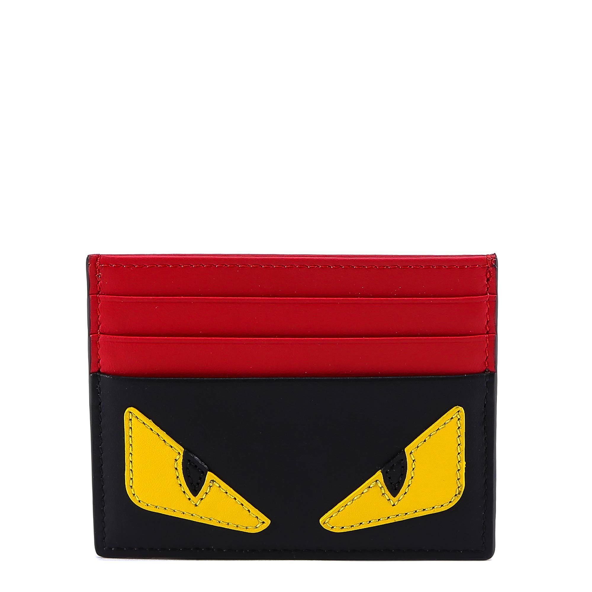 Fendi Monster Leather Card Holder in Black,Yellow,Red (Red) for Men ...
