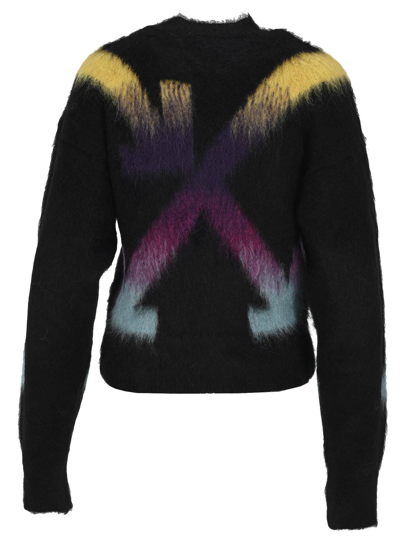 OFF-WHITE Fuzzy Arrows Crew Knit Sweater Black