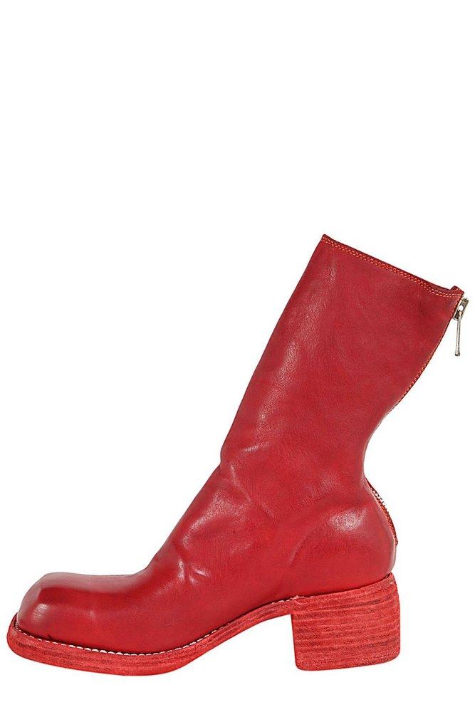 Guidi Back Zipped Mid Boots in Red | Lyst