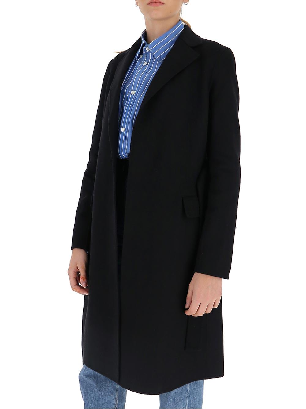 Theory Wool Belted Coat in Black - Lyst