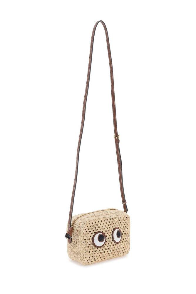 Anya Hindmarch Raffia Eyes Crossbody Bag in Metallic | Lyst