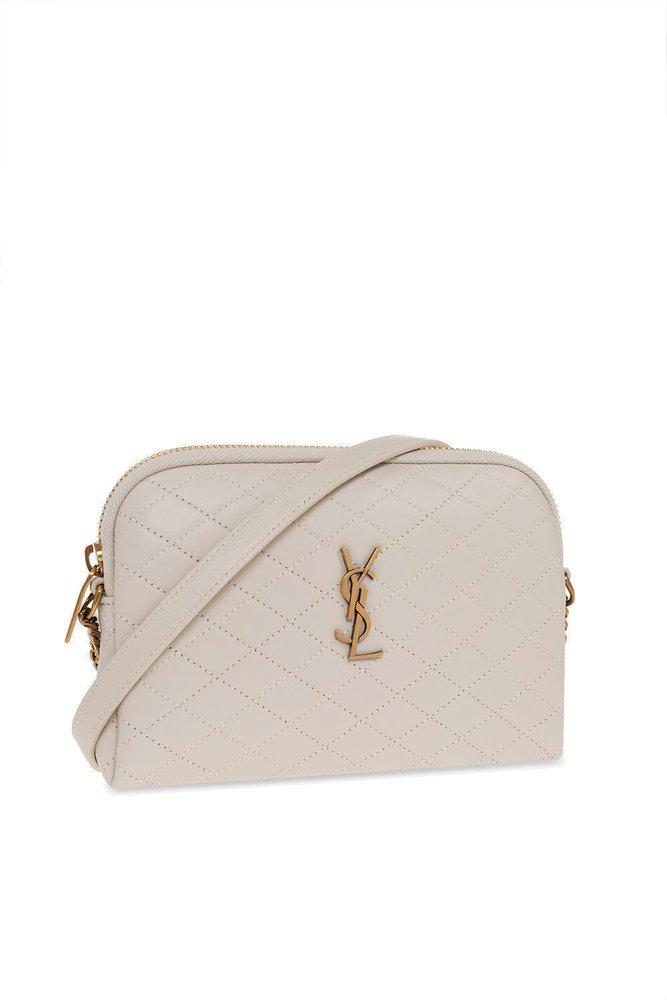 Saint Laurent Gaby Quilted Chain Pouch in Natural
