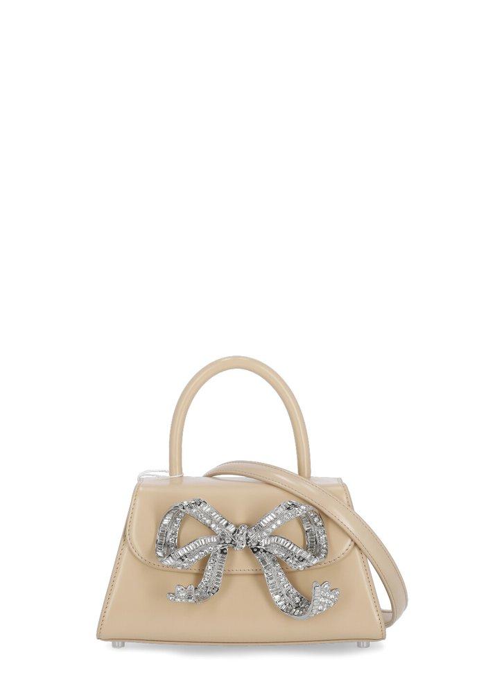 Self-Portrait Mini The Bow Top Handle Bag in Natural | Lyst
