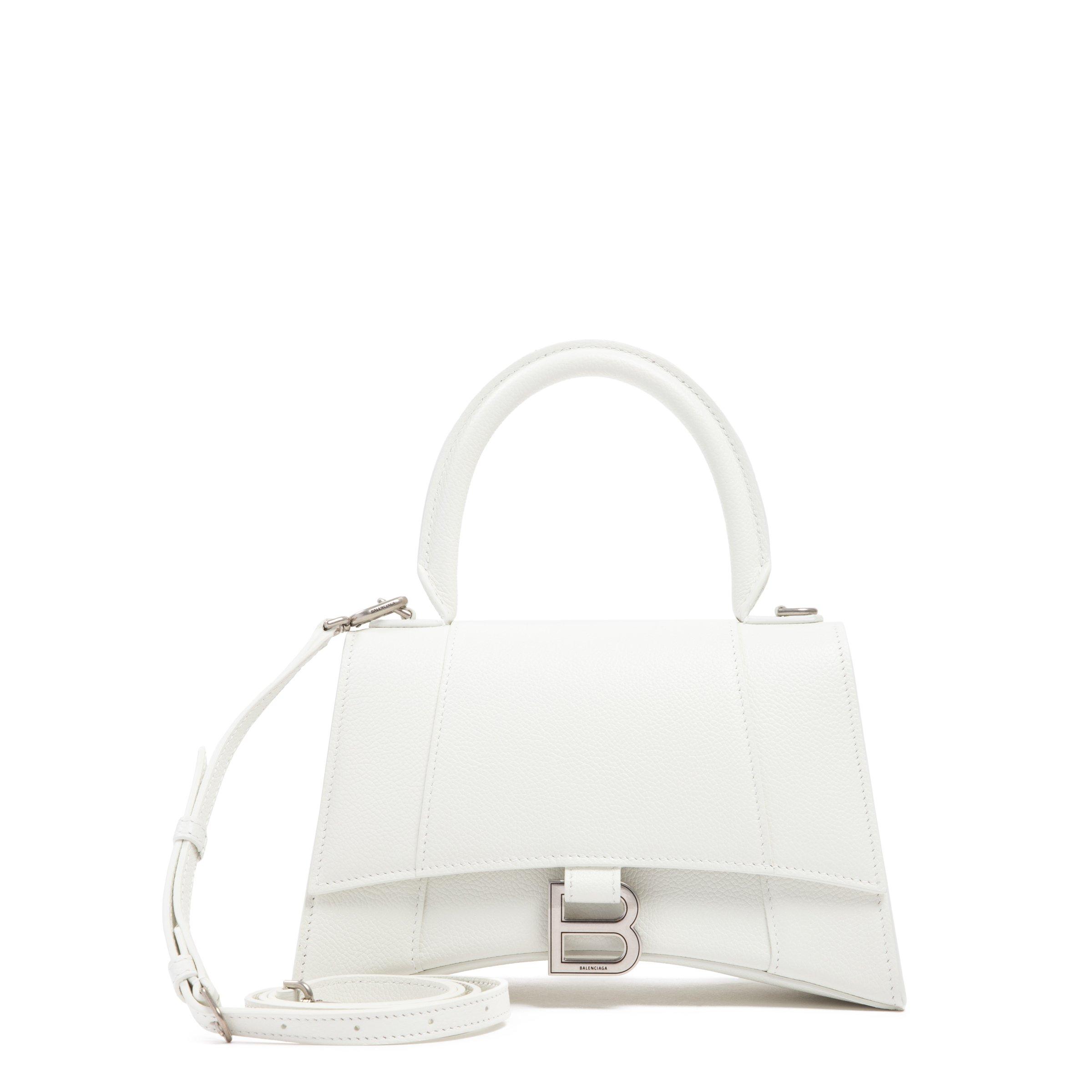 Balenciaga Leather Hourglass Small Top Handle Bag in White - Lyst