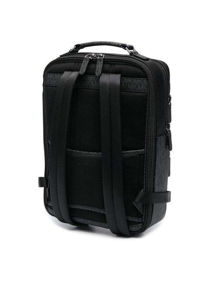 Michael Kors Monogram Pattern Zipped Backpack in Black for Men
