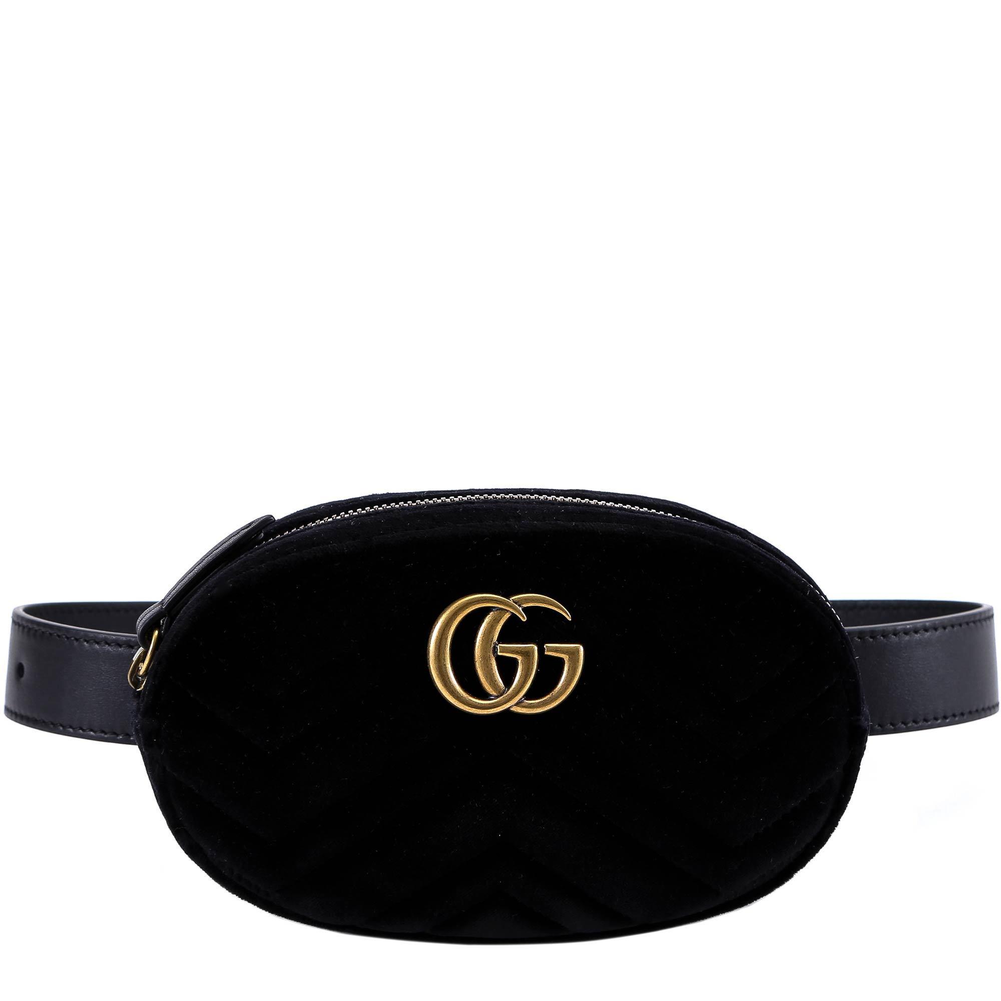Gucci GG Velvet Belt Bag in Black | Lyst
