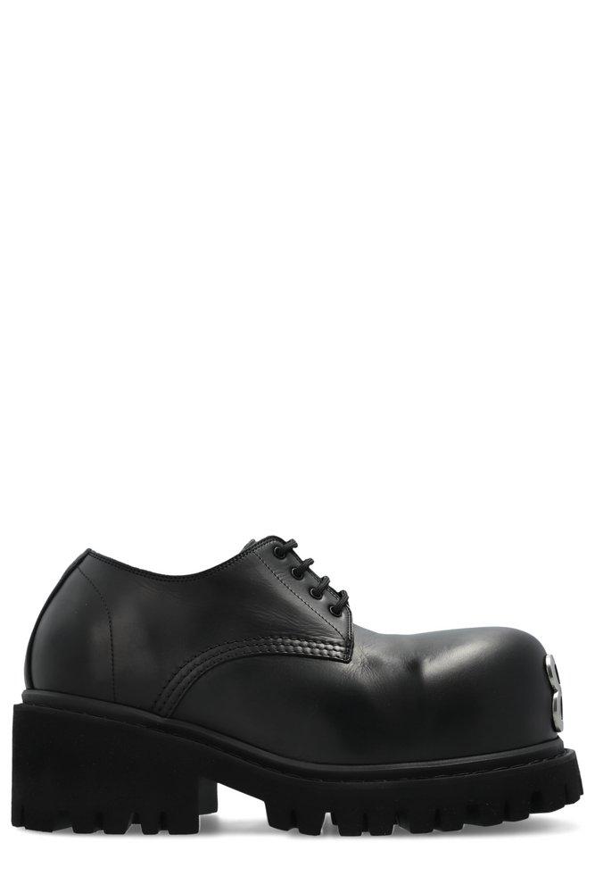 ドレスシューズ・革靴・ビジネスシューズ Balenciaga Black Leather Derby Stomper Shoe BALENCIAGA BLACK LEATHER DERBY STOMPER SHOE (BALENCIAGA