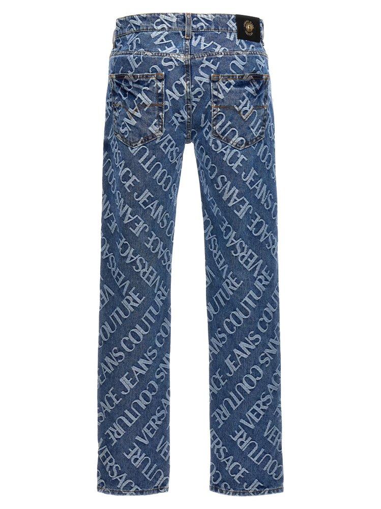 Straight-Leg Logo-Jacquard Jeans