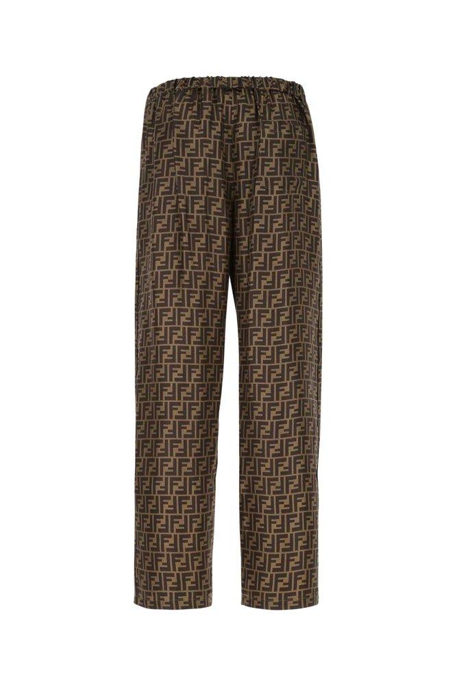 Fendi Monogram Print Straight Trousers in Brown for Men Lyst