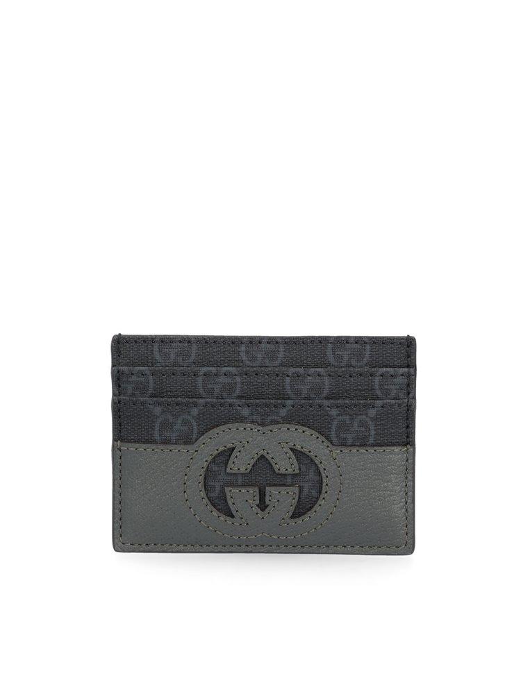 Gucci Card Case With Cut-out Interlocking G in Gray for Men | Lyst