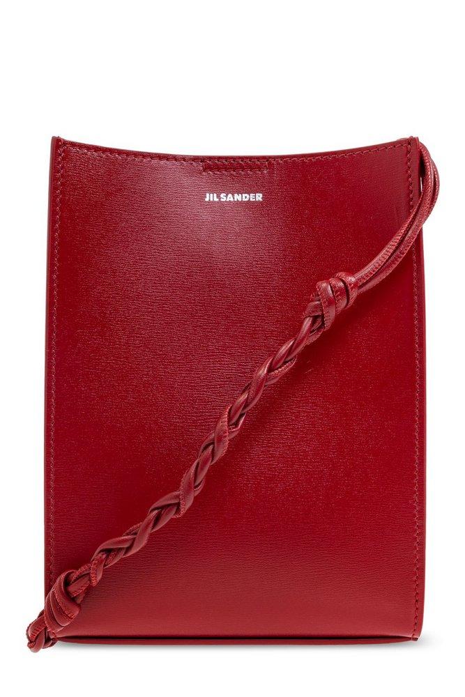Jil Sander Tangle Small Logo Embossed Crossbody Bag in Red
