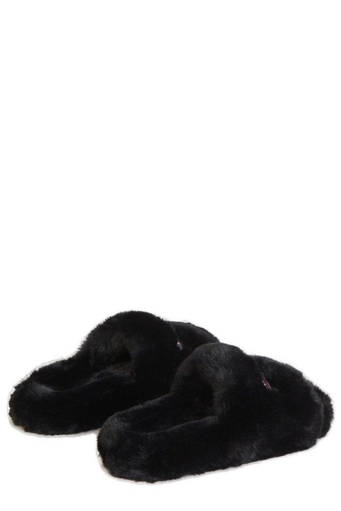 Balenciaga Faux Fur Slides in Black