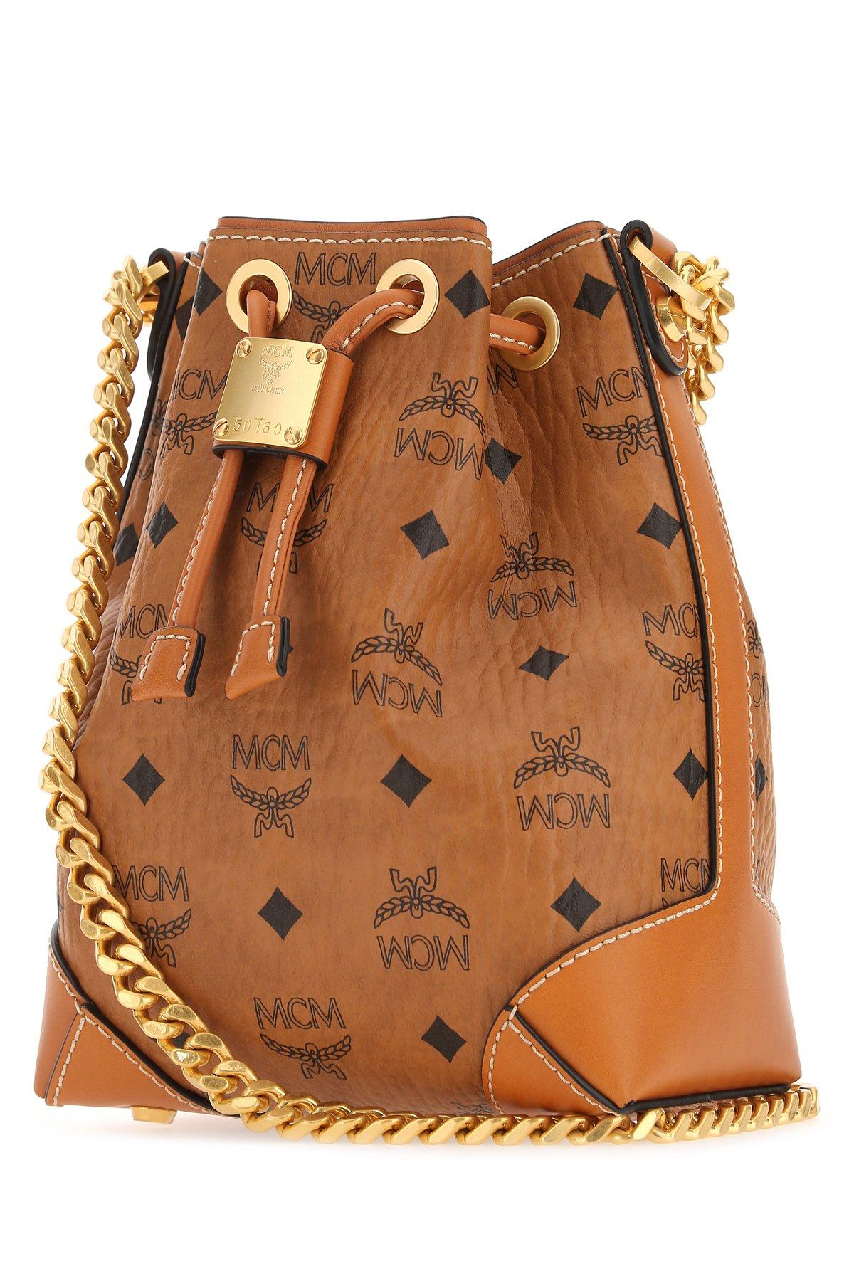 mcm visetos drawstring bag