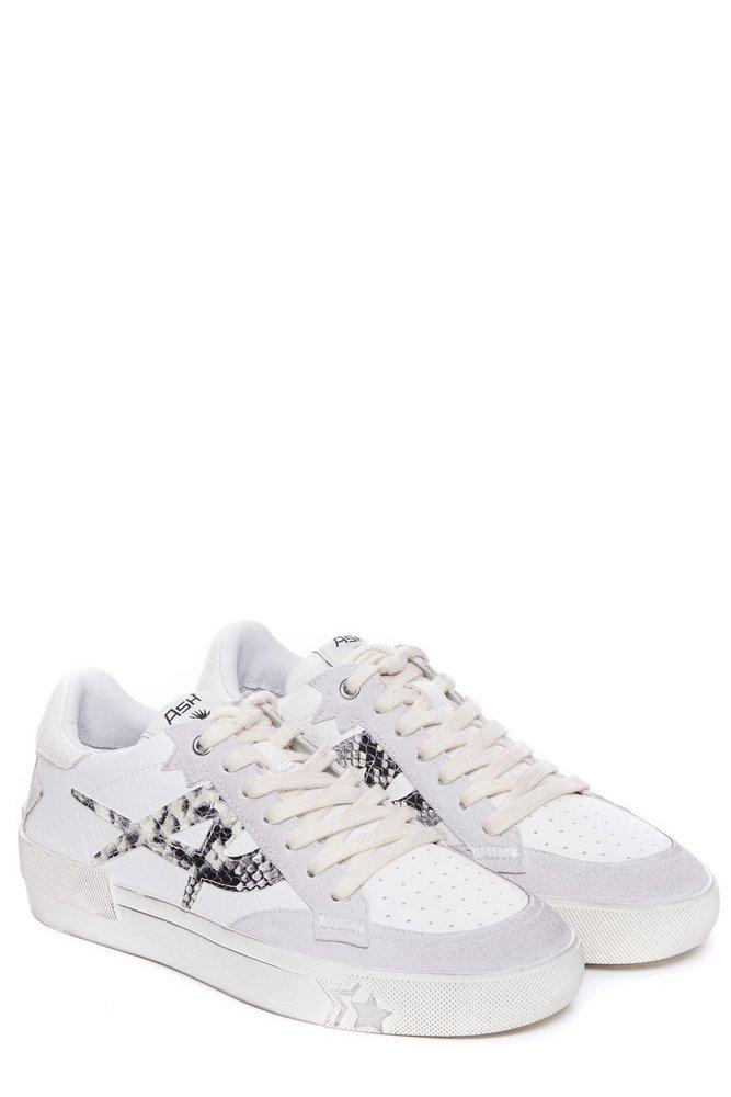 Off-White logo-patch leather sneakers - WHITE BLACK