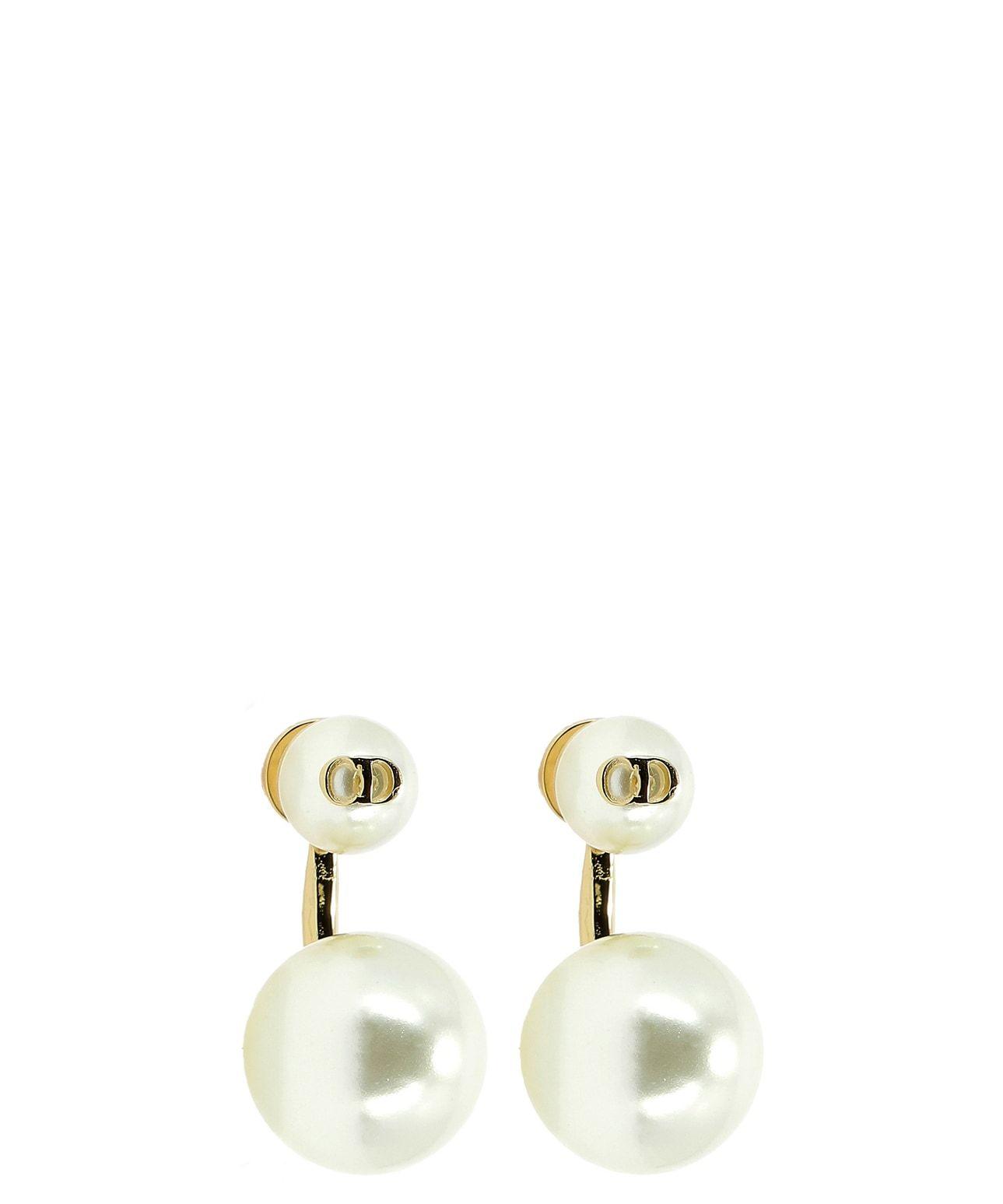 Dior Double-pearl Look Earrings in White | Lyst