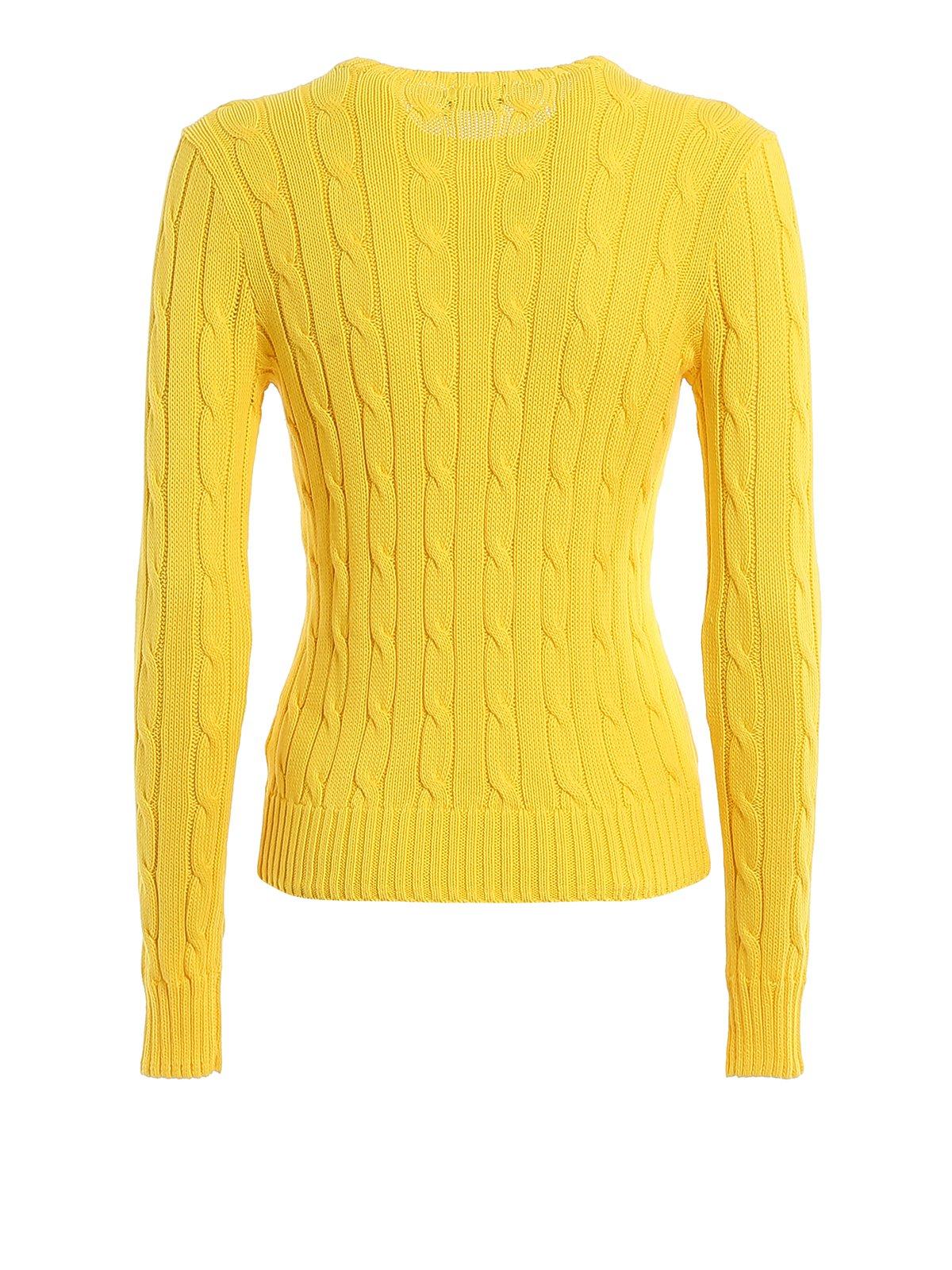 Polo Ralph Lauren Cotton Cable Knit Sweater in Yellow - Lyst