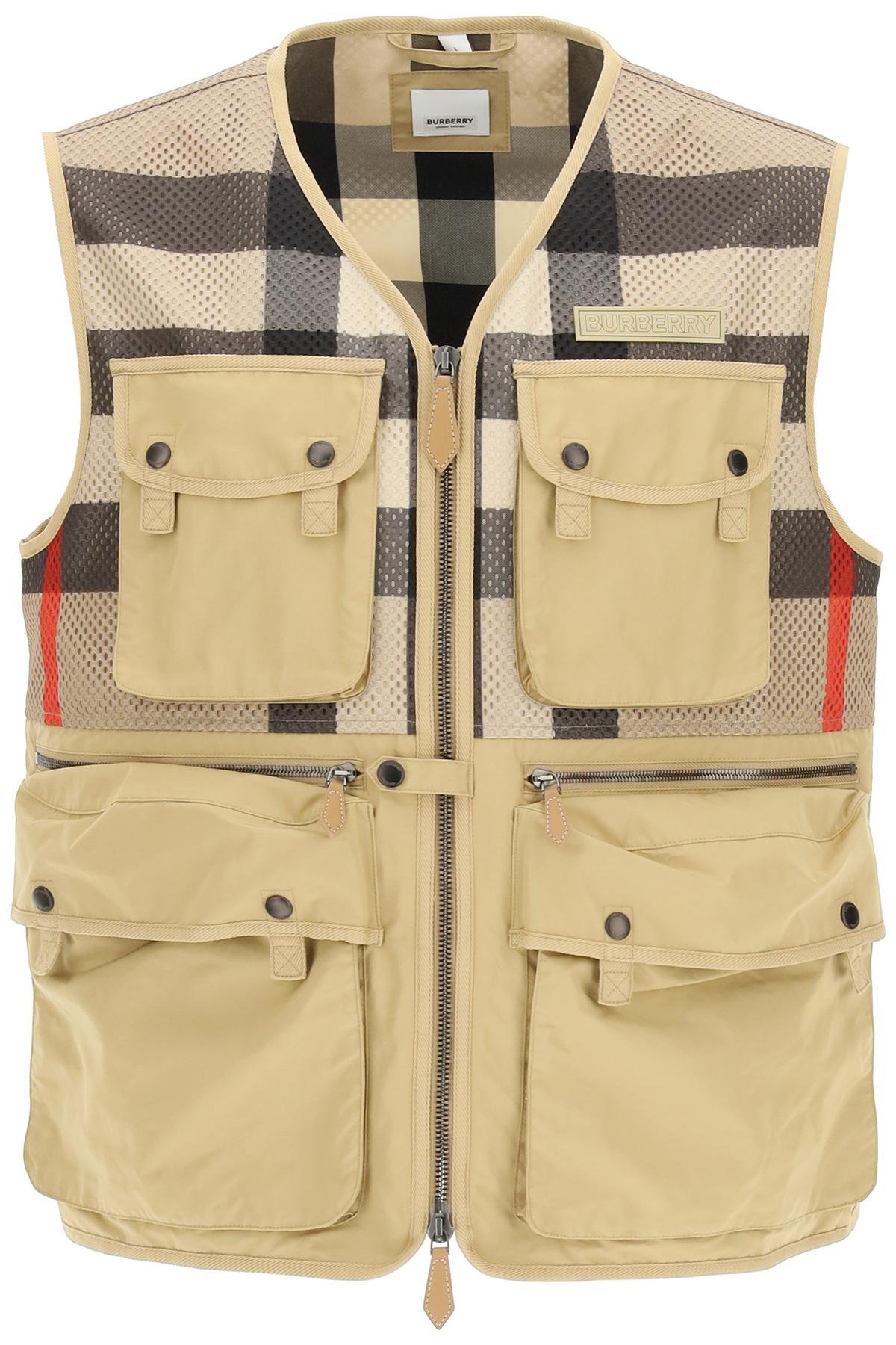 Burberry Finmere Vest In Technical Cotton And Mesh in Natural for Men | Lyst