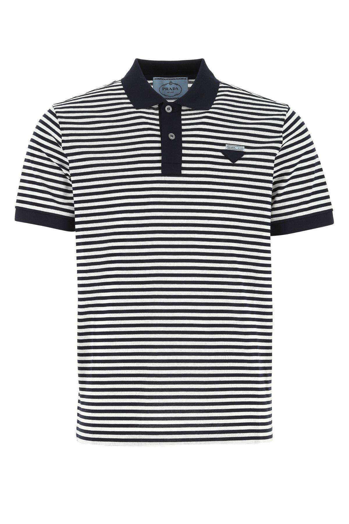 Prada Cotton Striped Polo Shirt in Blue for Men - Lyst