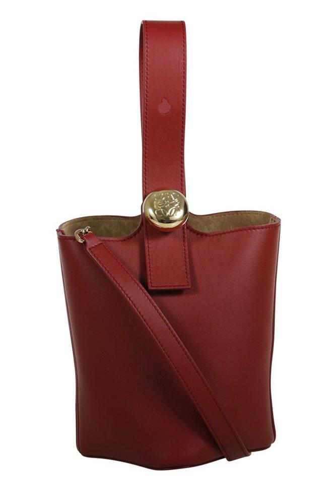 Loewe Pebble Mini Bucket Bag in Red | Lyst