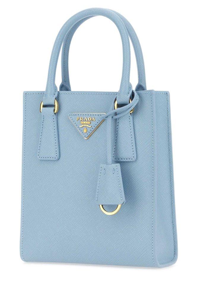 Prada, Bags, Prada Small Saffiano Leather Tote Handbag Blue