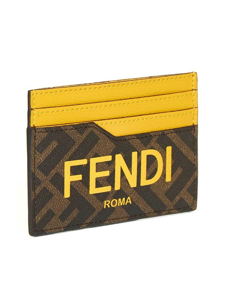 Fendi Leather And Ff Fabric Card Case for Men