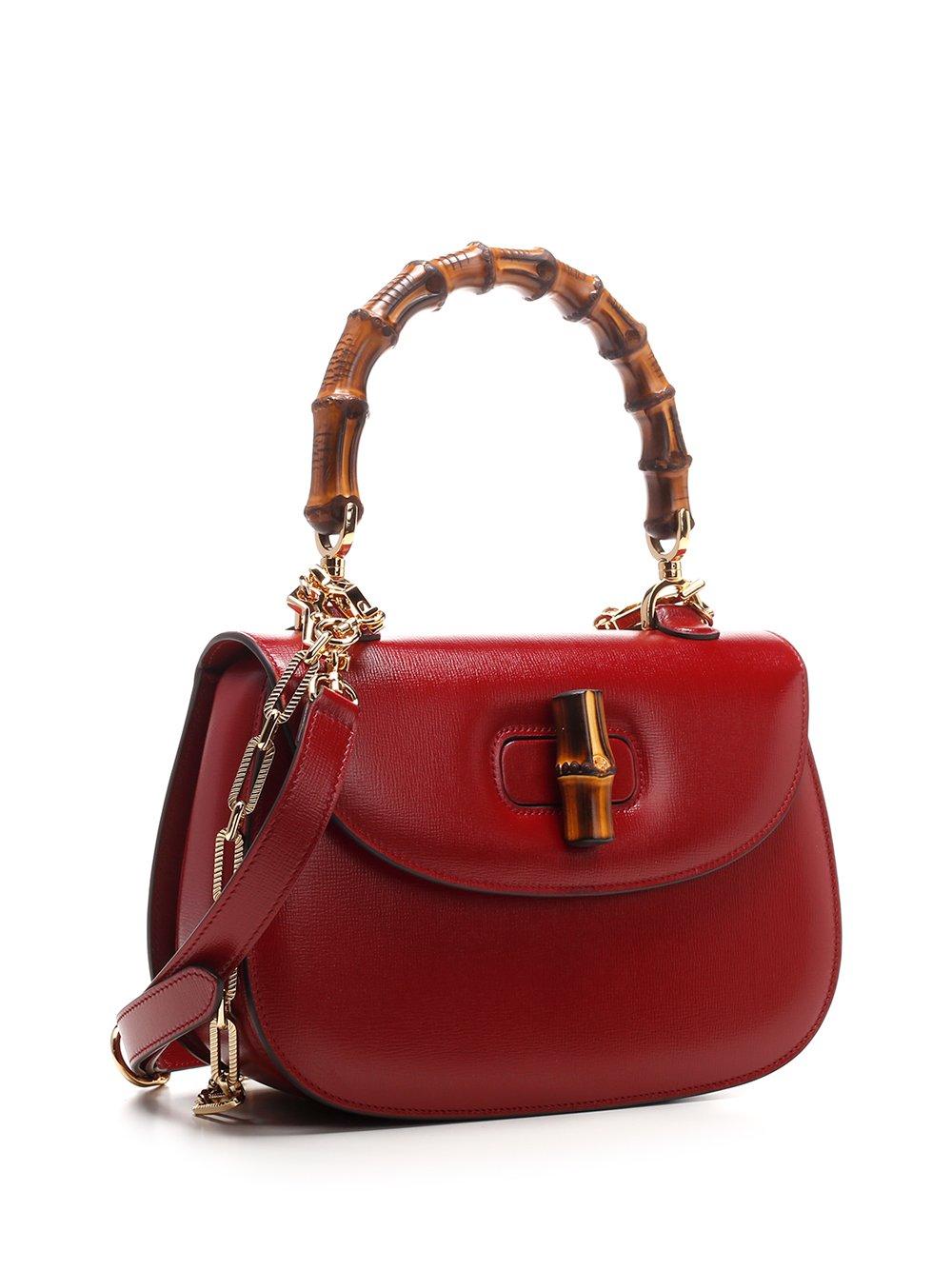 Gucci Bamboo Top Handle Bag In Red | Lyst