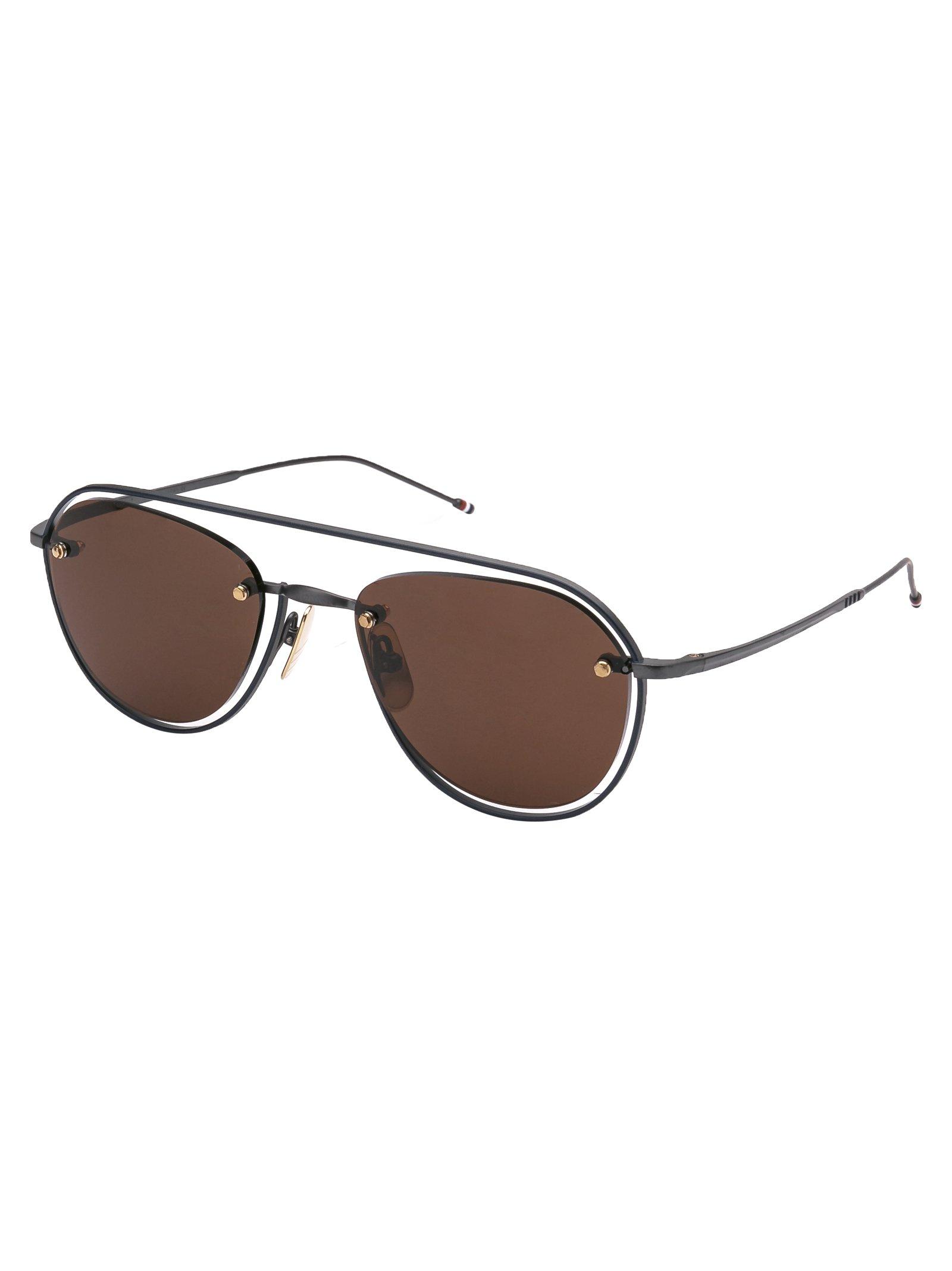 Thom Browne Aviator Frame Sunglasses in Black for Men - Lyst