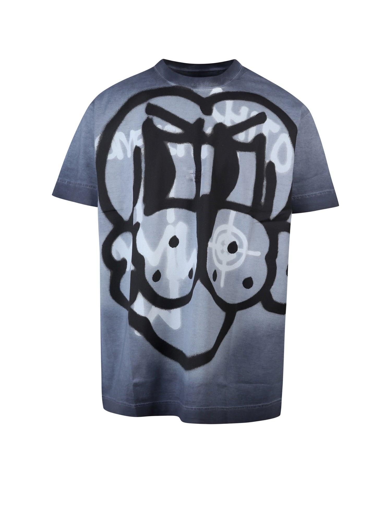 Givenchy X Chito Spray-paint Effect Crewneck T-shirt in Blue Givenchy X Chito Spray-paint Effect Crewneck T-shirt in Blue