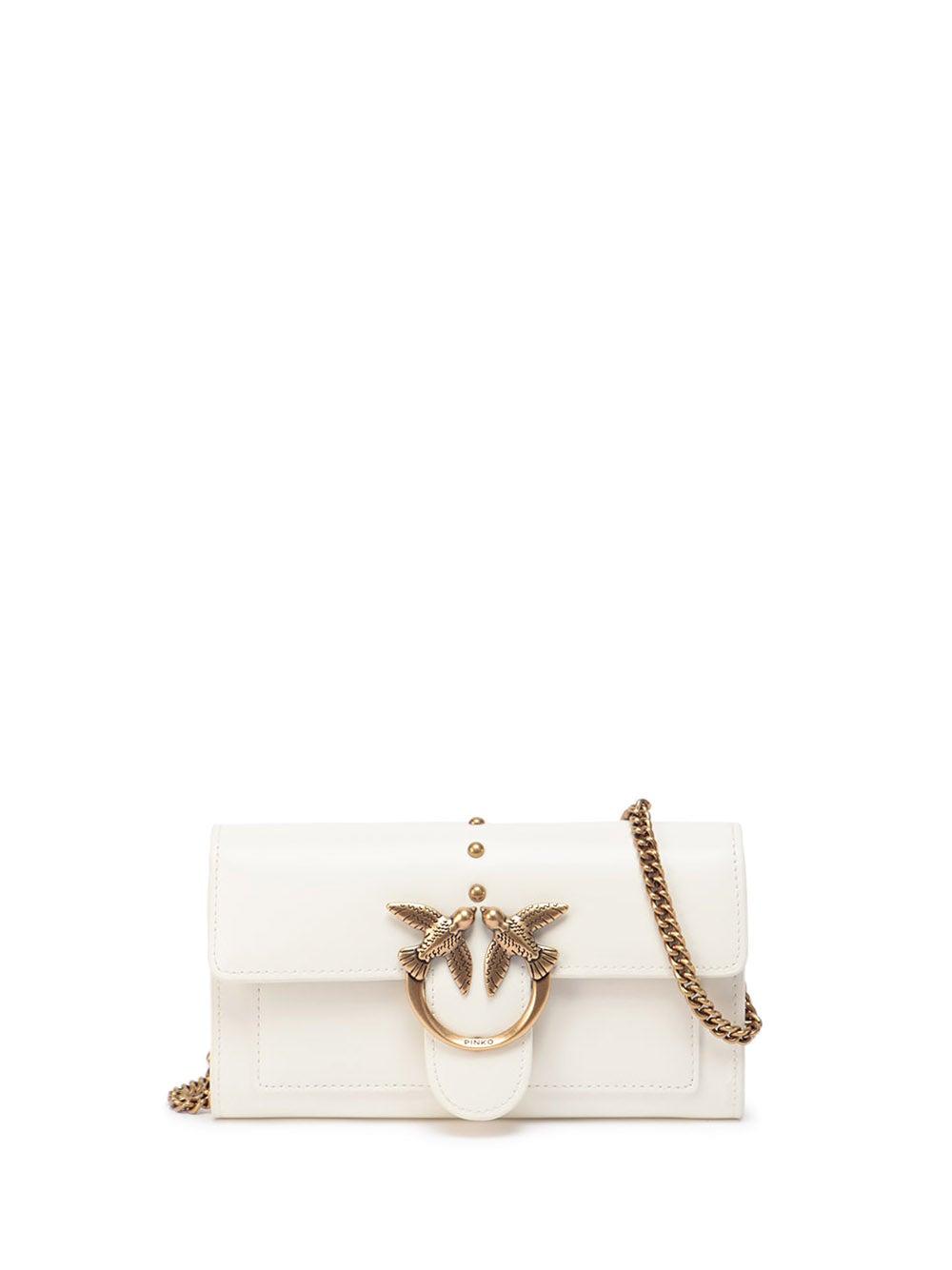 Pinko Leather Love Simply Shoulder Bag in White - Lyst