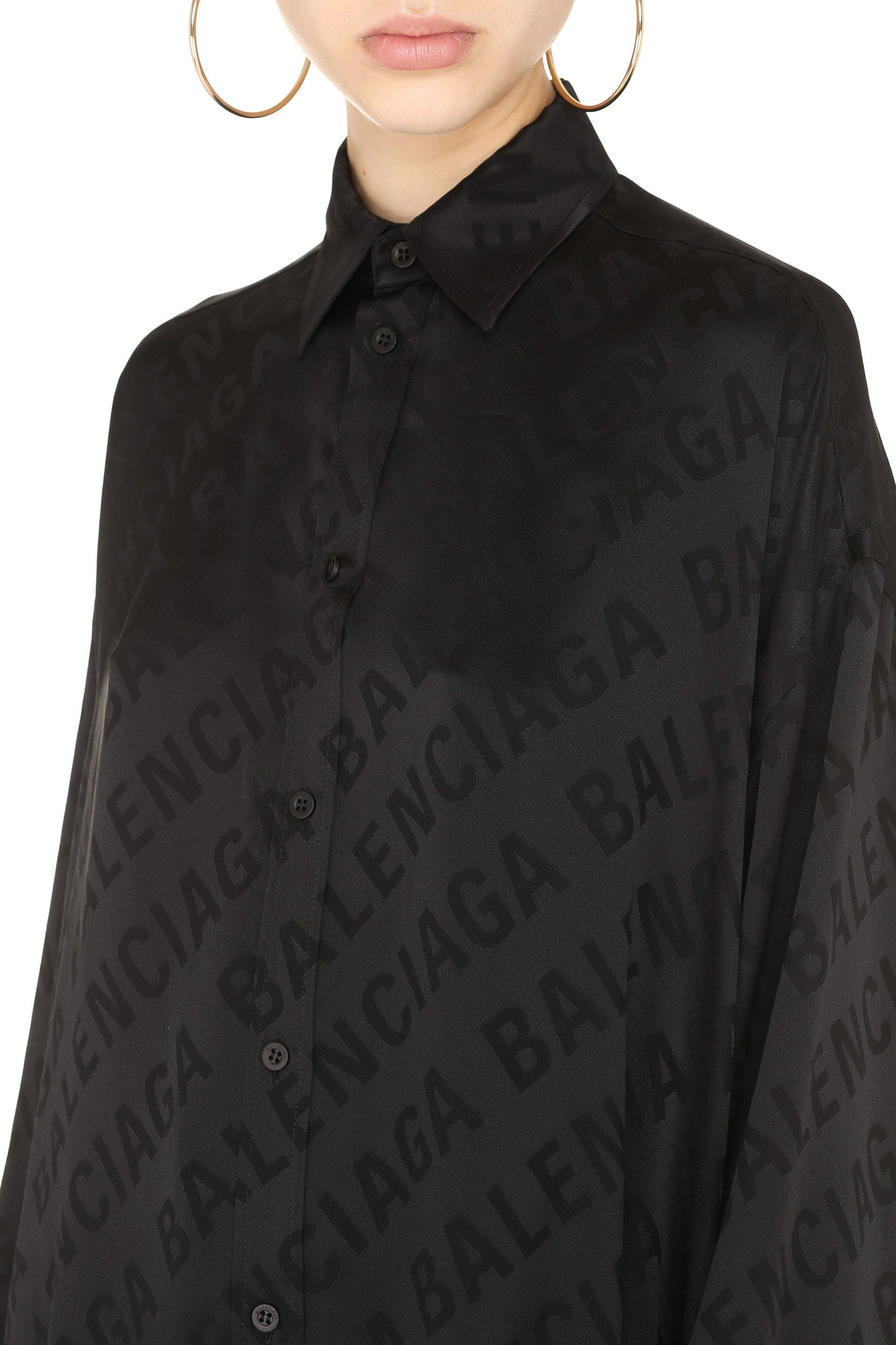 Mens Logomania All Over Shirt Large Fit in Black  Balenciaga US