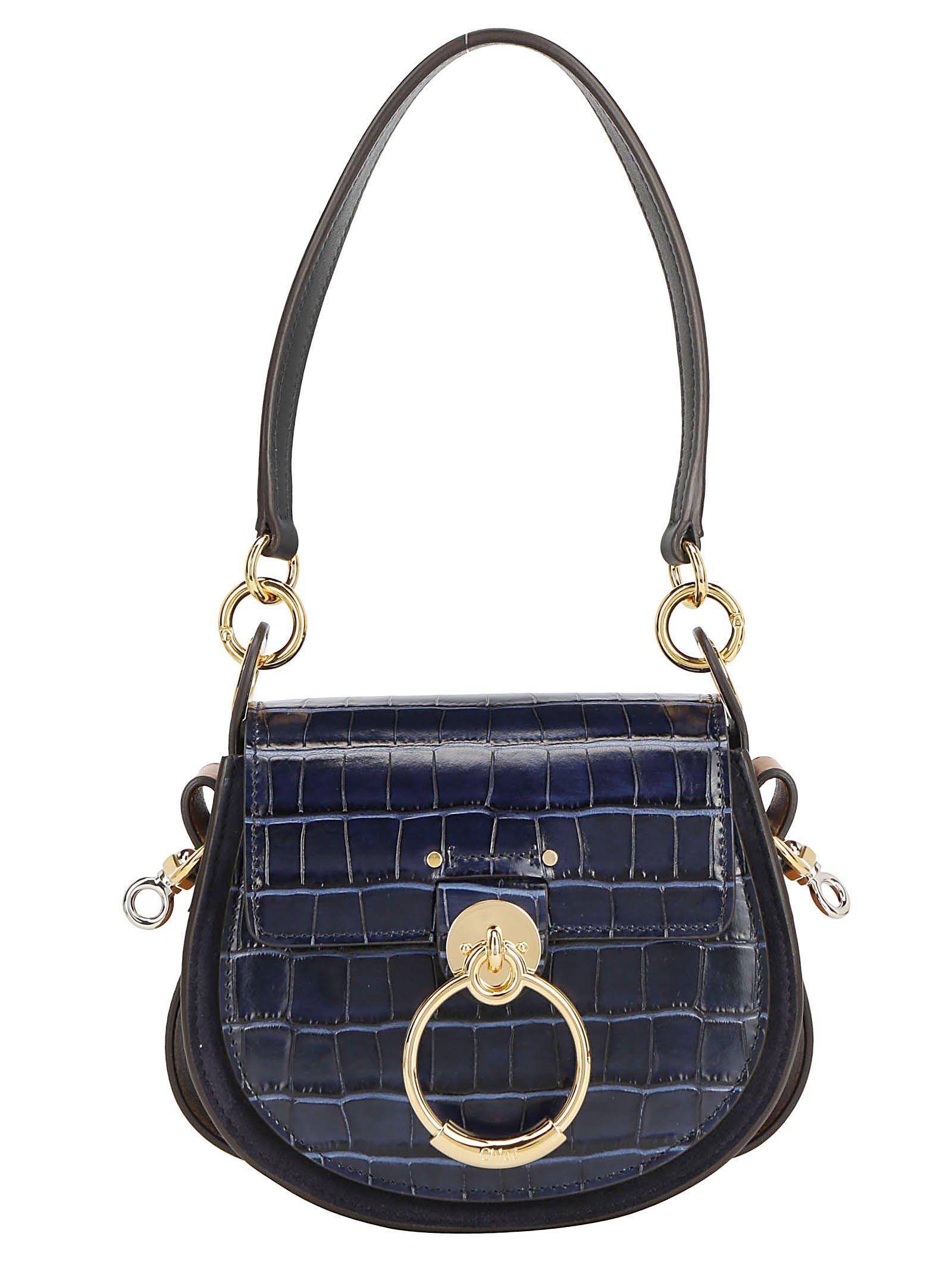 Chlo Tess Small Leather Shoulder Bag in Blue Lyst