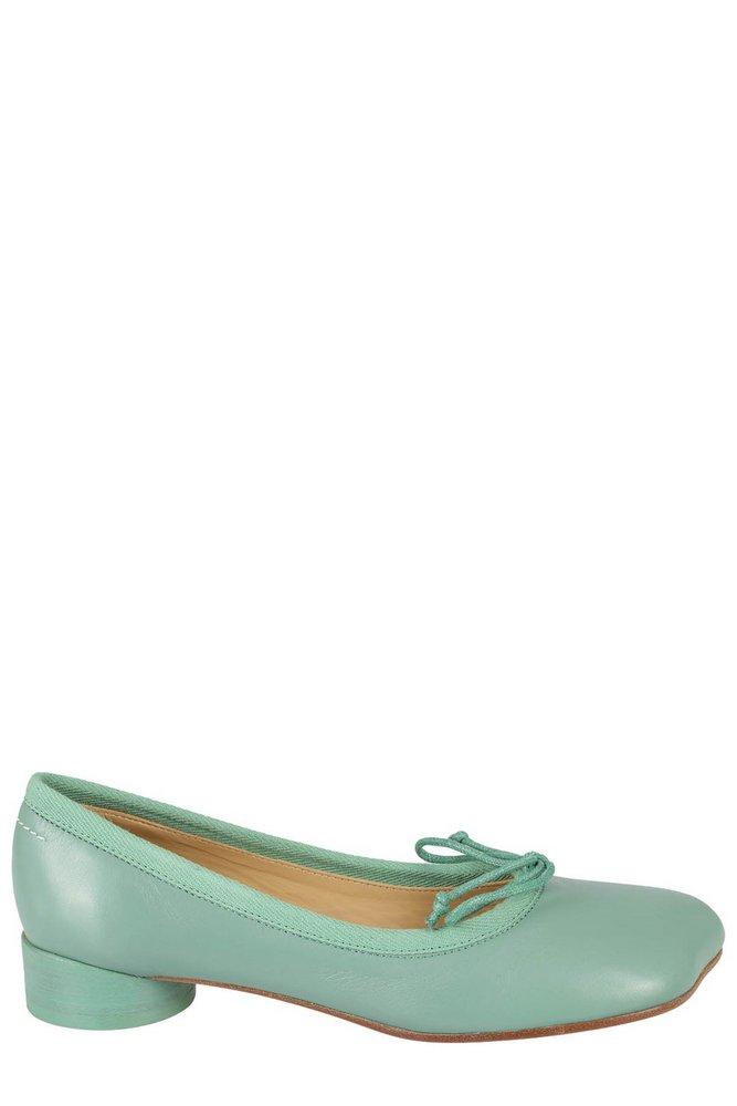 MM6 by Maison Martin Margiela Bow Detailed Ballerina Shoes in Green | Lyst
