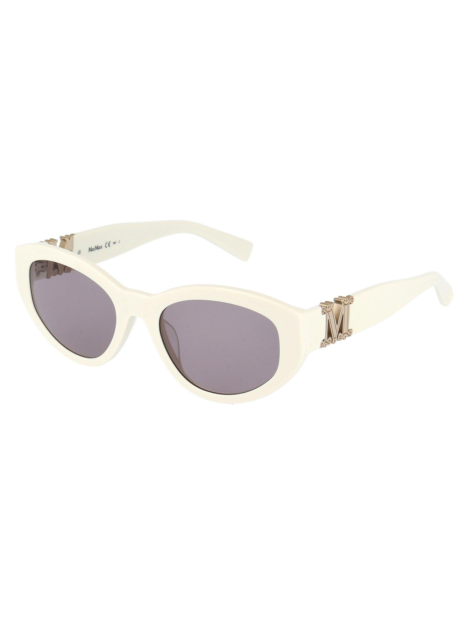 Max Mara Oval Frame Sunglasses in White - Lyst