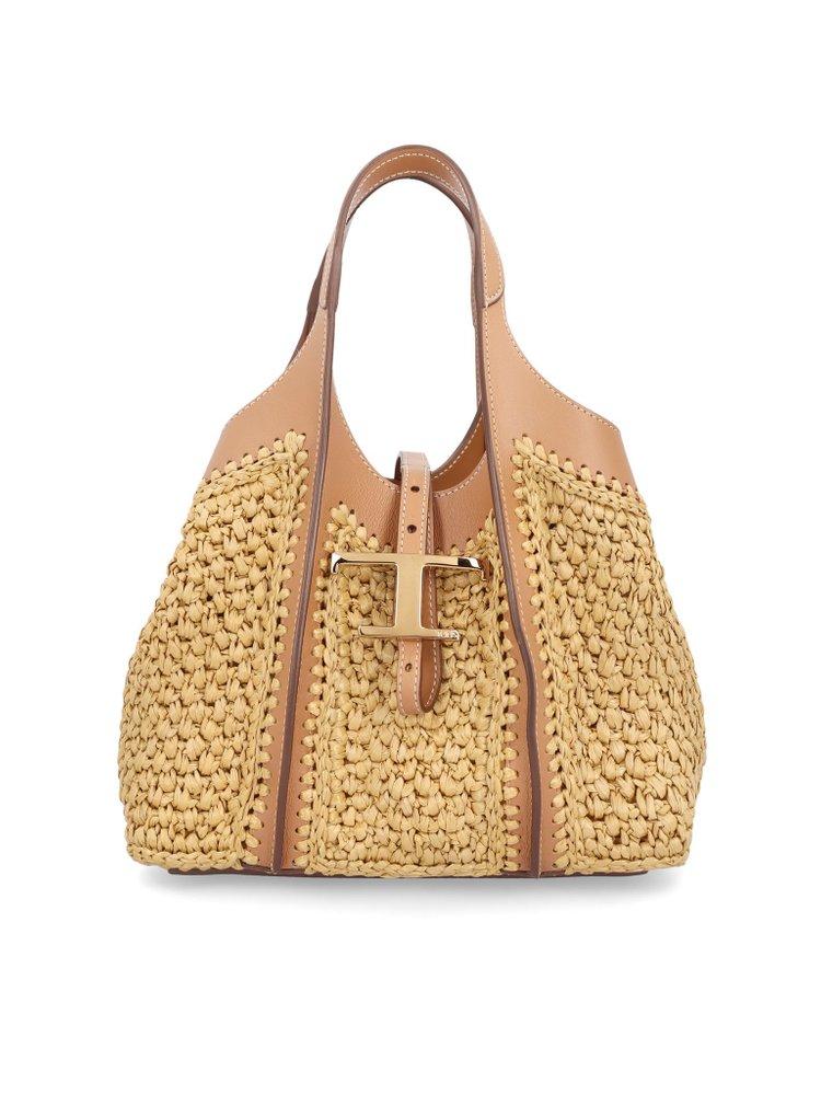 Tod's T Timeless Woven Mini Tote Bag in Natural | Lyst
