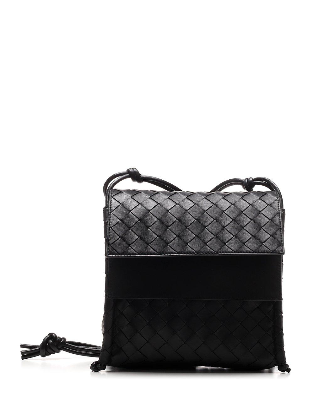 Bottega Leather Woven Crossbody Bag 15 in Black Save 6 Lyst