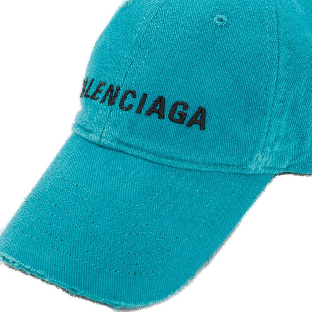 Balenciaga Cotton Logo Embroidered Distressed Cap in Green | Lyst
