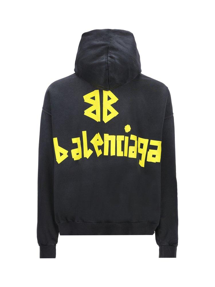 Balenciaga Distressed Effect Zipped Hoodie in Black for Men