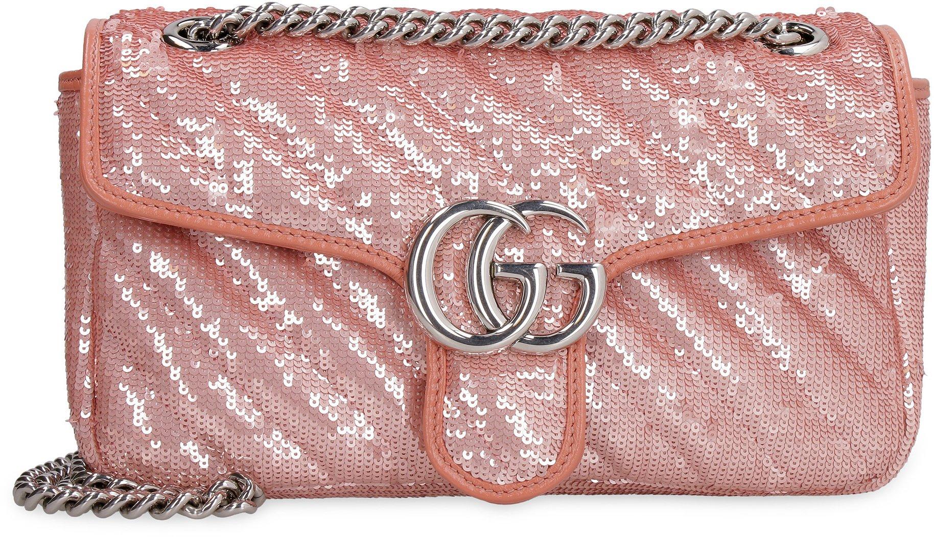 Gucci GG Marmont Small Crossbody Bag Sequins in Pink