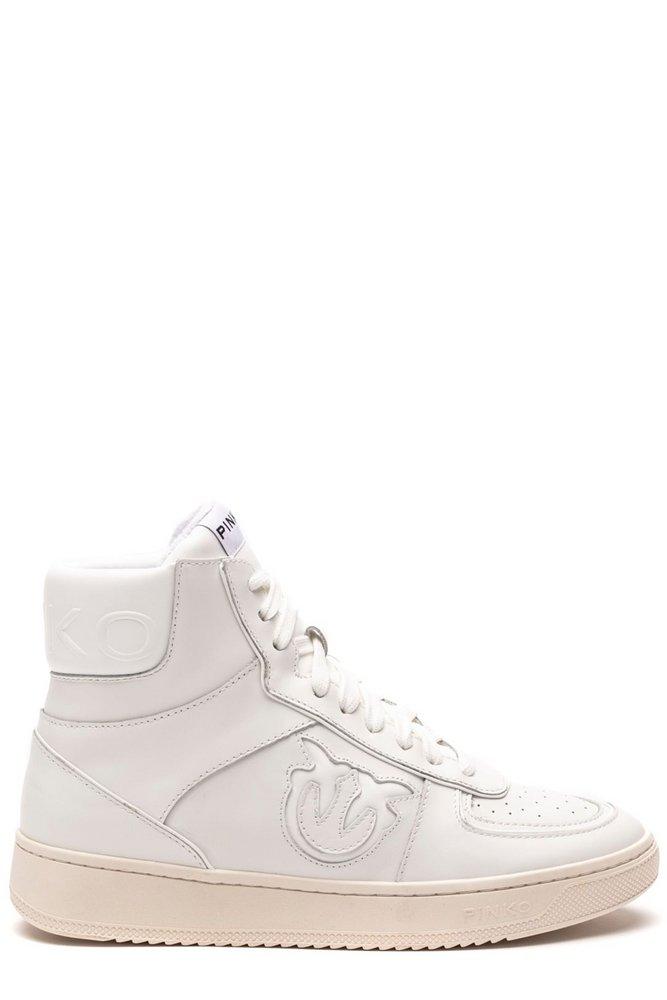 Pinko Logo Patch Lace-up Sneakers in White | Lyst