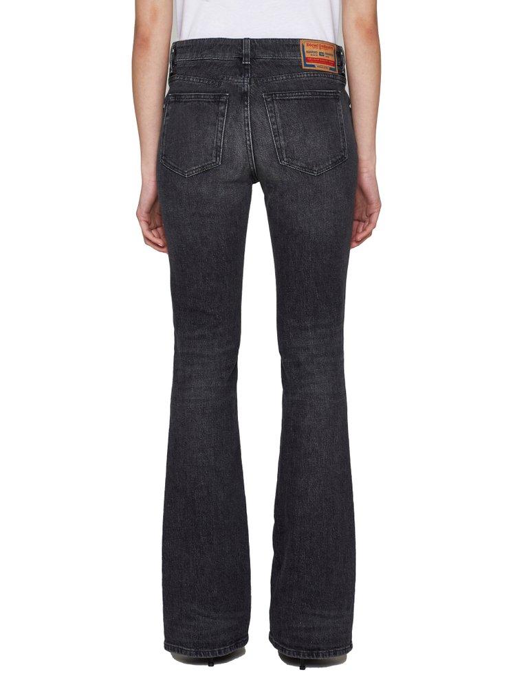 DIESEL Logo Detailed Low-waisted Flared Jeans in Blue | Lyst